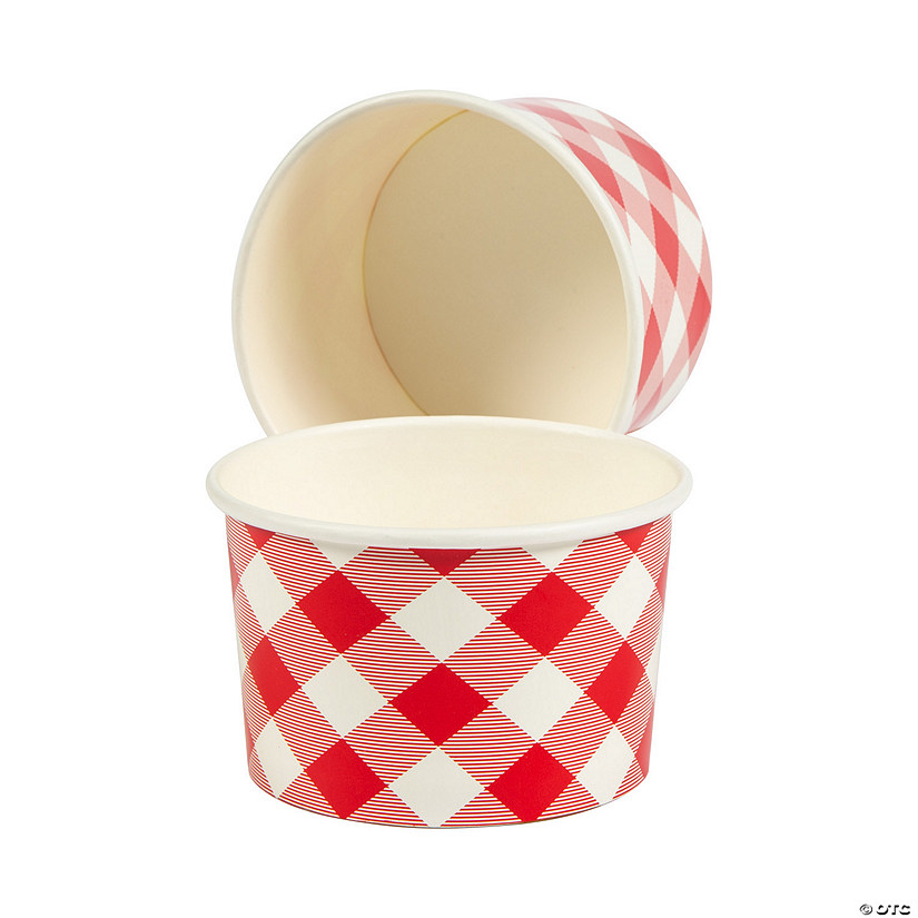 Gingham Disposable Paper Chili Snack Bowls 12 Ct. Oriental Trading