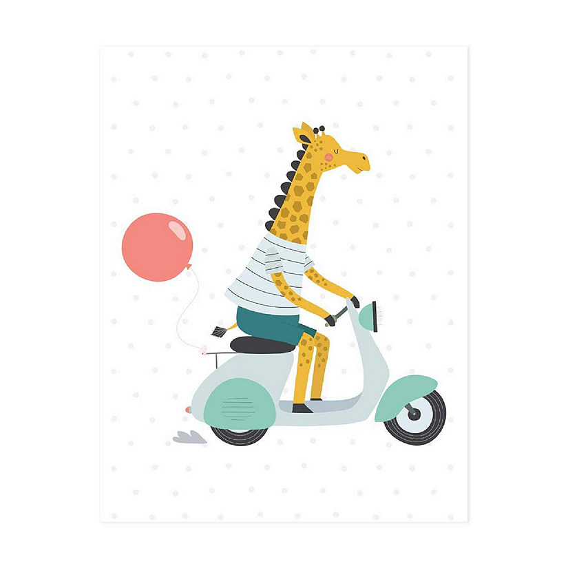 Giraffe on Scooter Art 8.5x11in 1-Pack Image