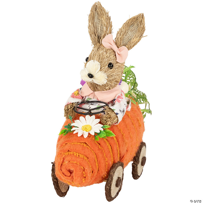 Girl Bunny with Carrot Car Easter Decoration - 13" Image