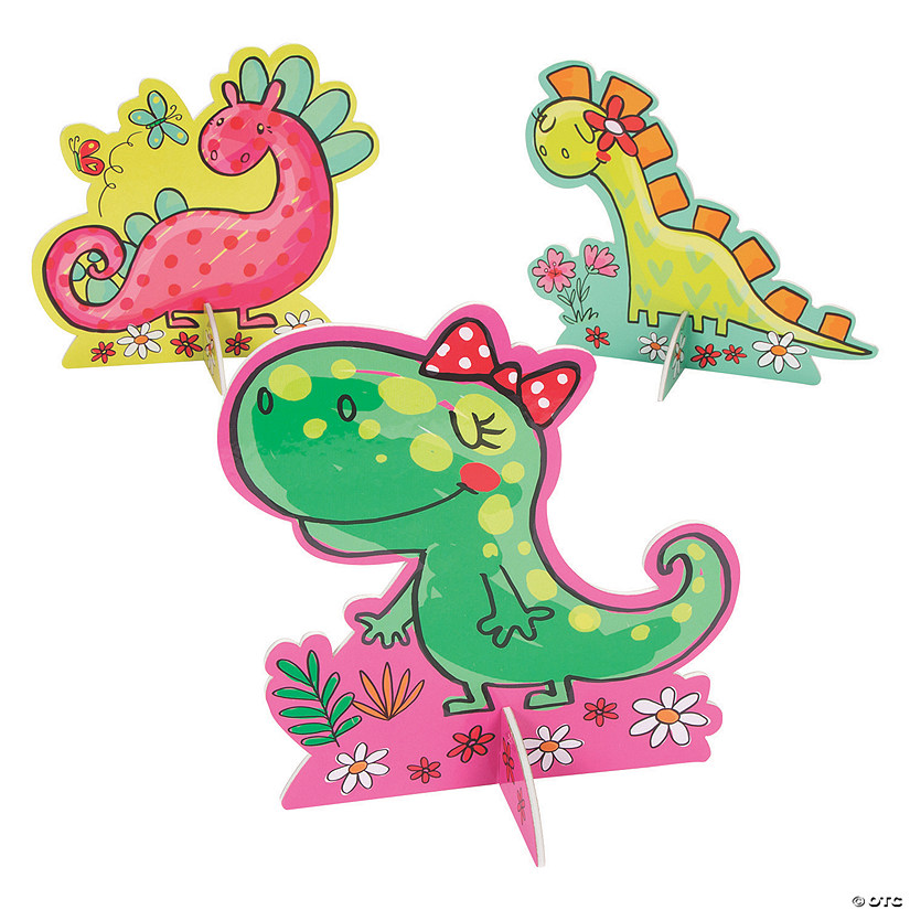 Girl Dinosaur Centerpieces - 3 Pc. Image