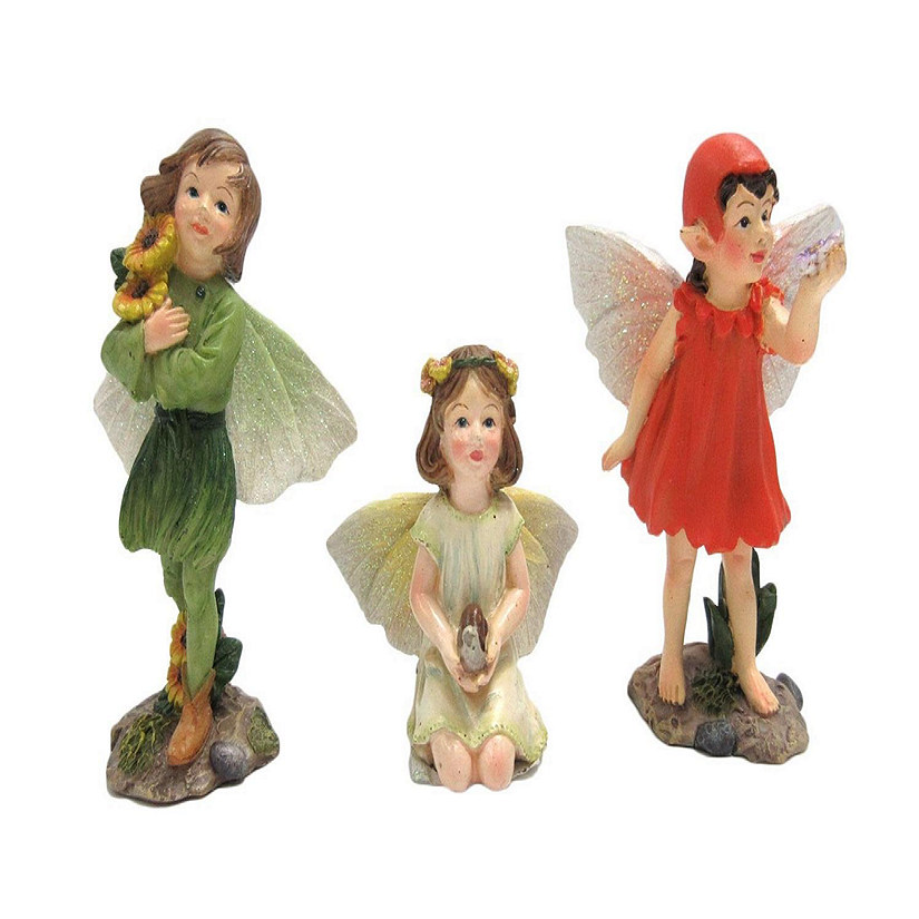 Girl Fairies Miniature Fairy Garden Figurines Set of 3 Mini Accessory 3 inch New Image