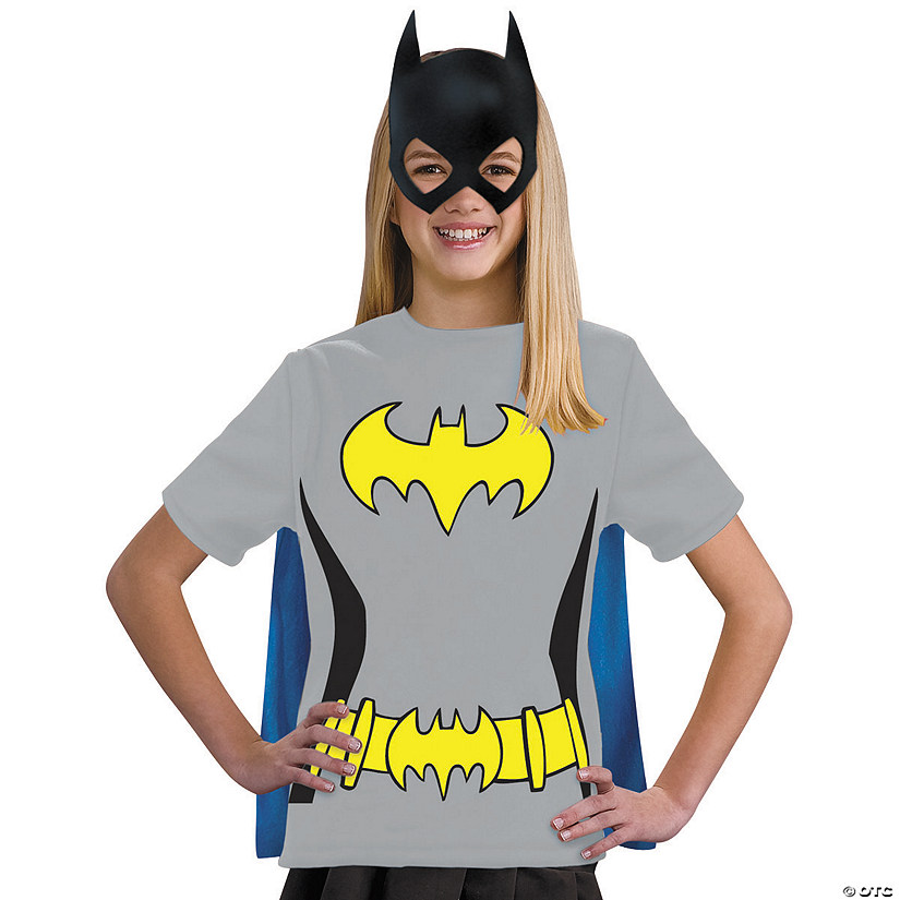 Girl&#8217;s Batgirl T-Shirt with Cape Costume Image