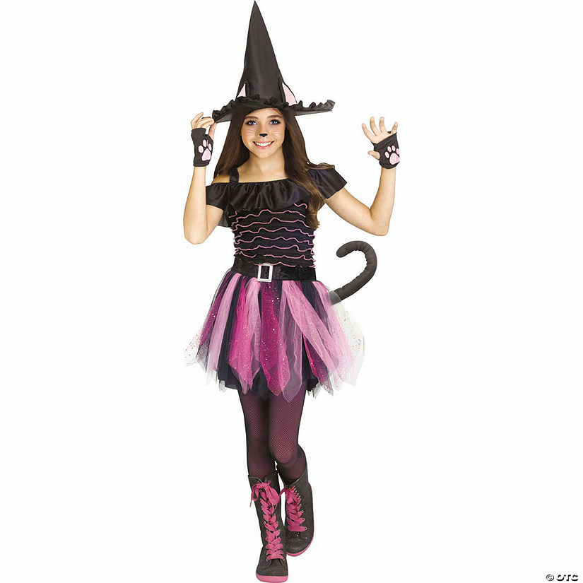 Girl&amp;#8217;s Black Polyester Witch Kitty Costume Image