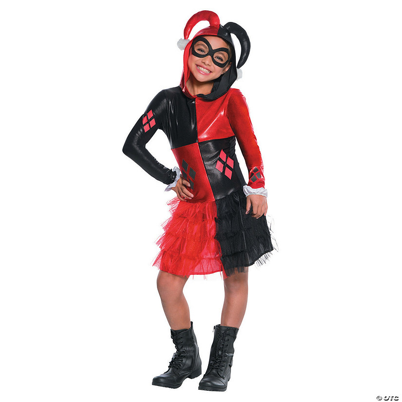 Girl's Batman&#8482; Harley Quinn Hooded Dress Costume Image