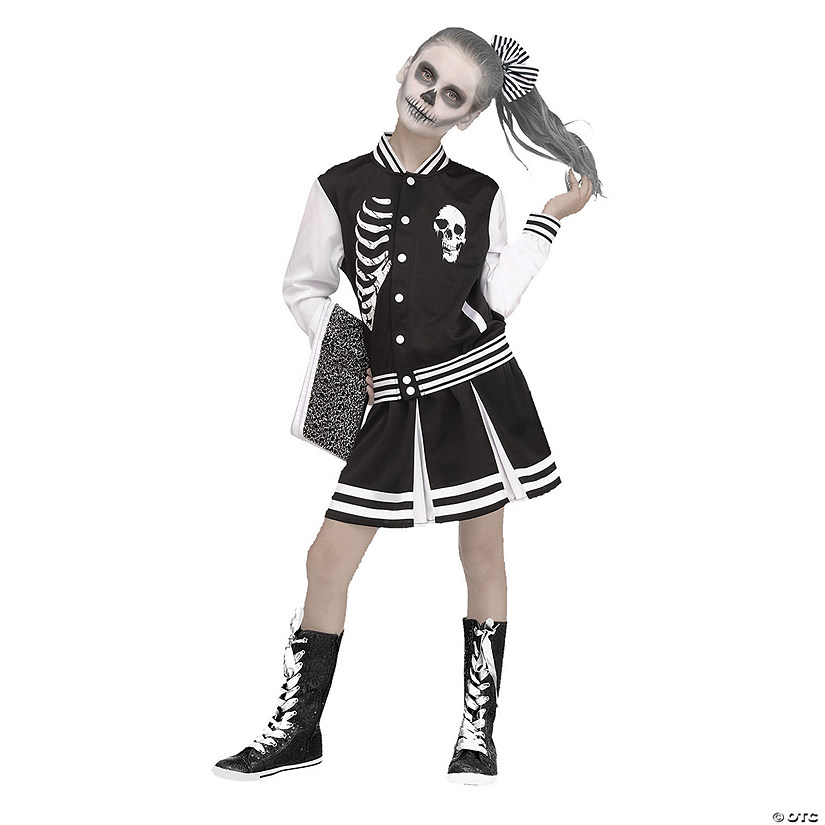 Girl's Black & White Scare Squad Skeleton Costume Image