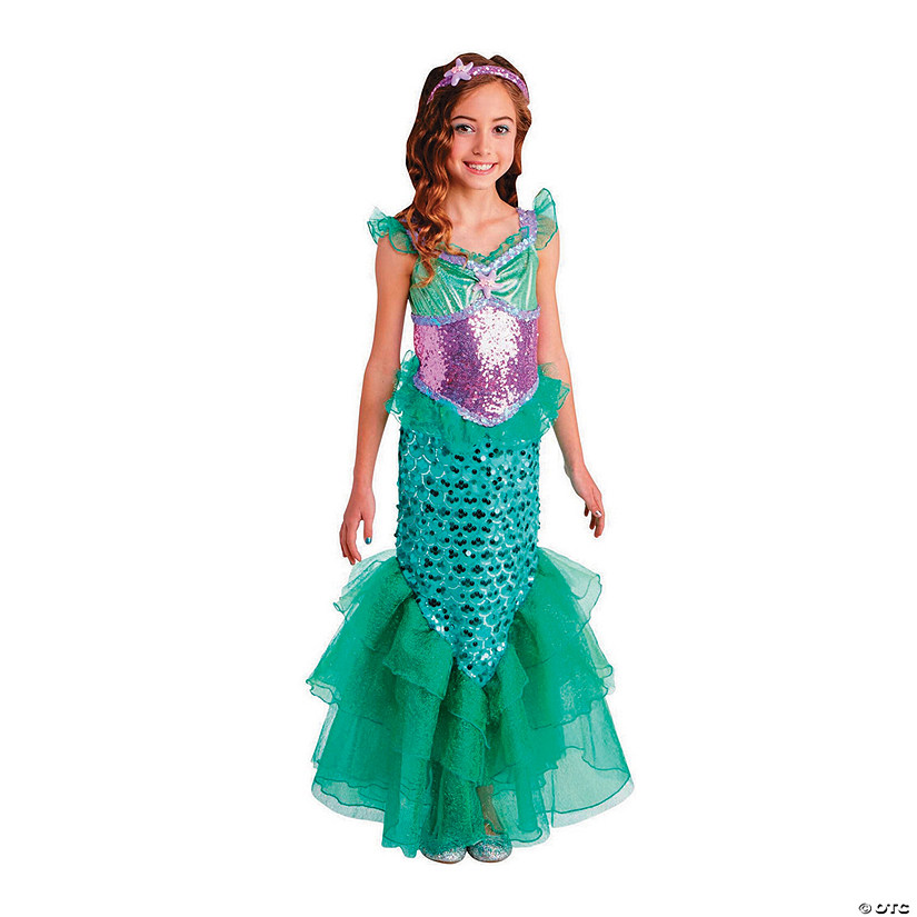 Girl's Blue Sea Mermaid Costume - Medium Image