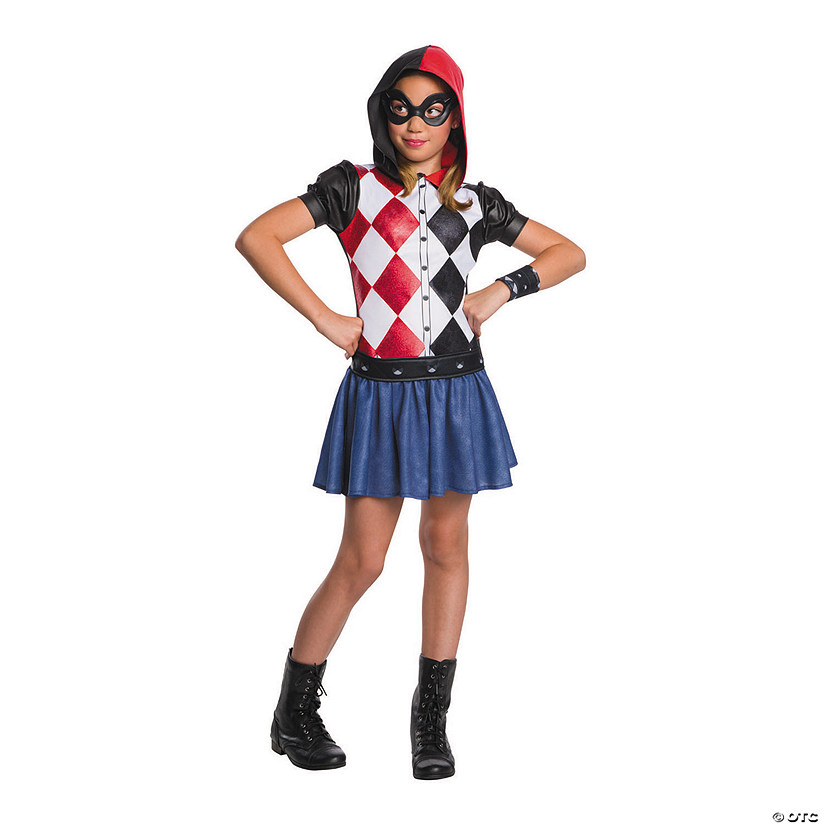 Girl's DC SuperHero Girls&#8482; Harley Quinn Hooded Dress Costume Image