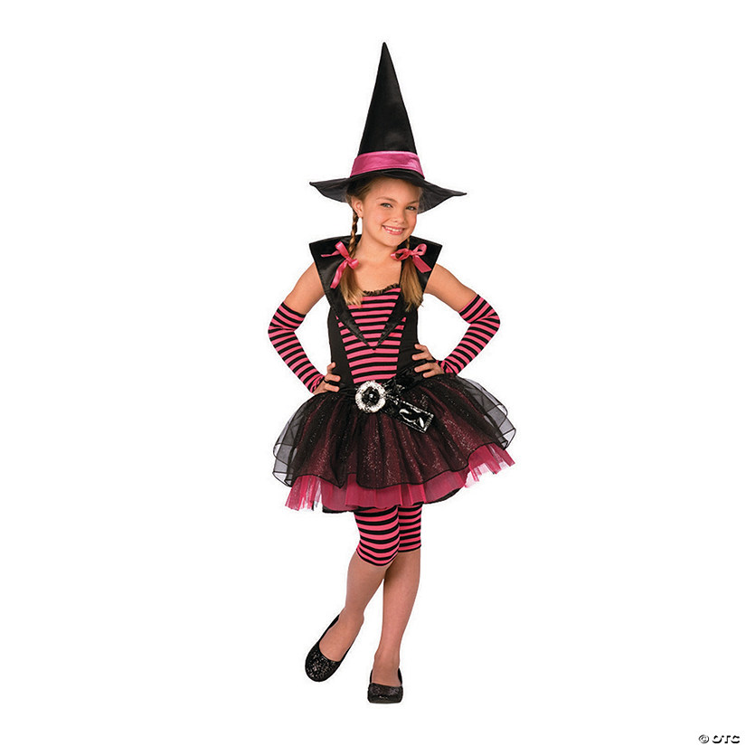 Girl's Stripey Witch Costume - Medium Image
