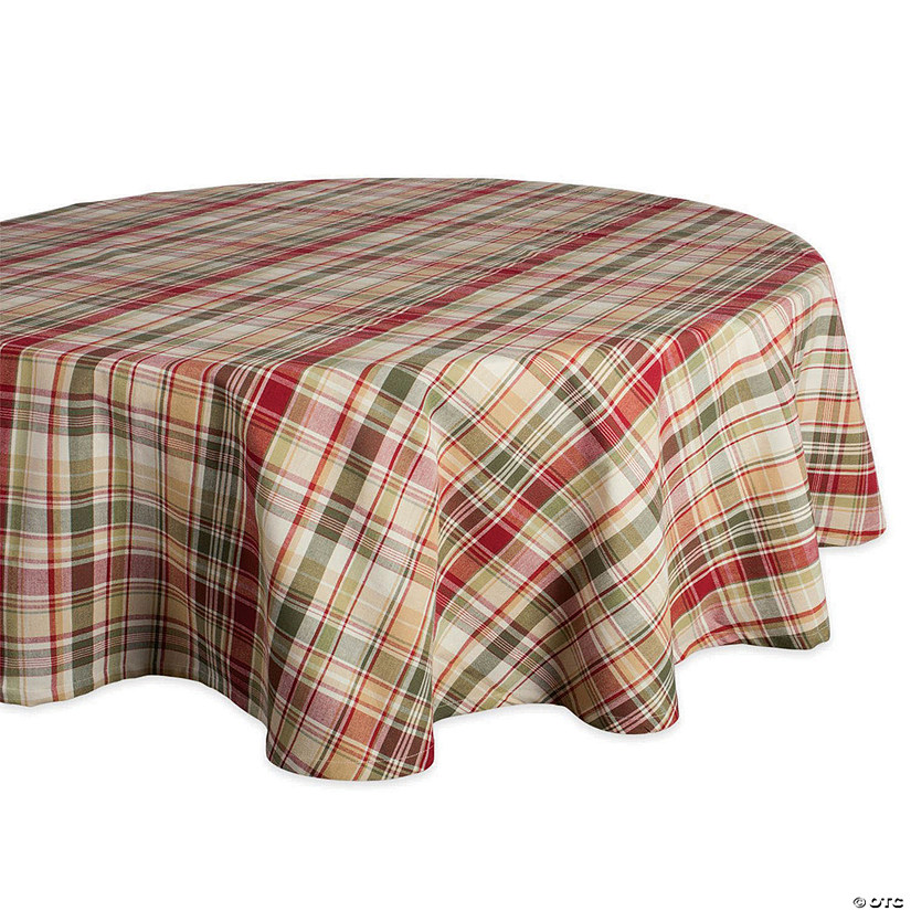 Give Thanks Plaid Tablecloth 70 Round Image