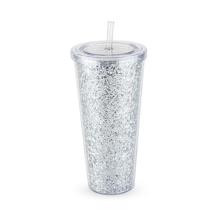 Glam Silver Double Walled Glitter Tumbler Image