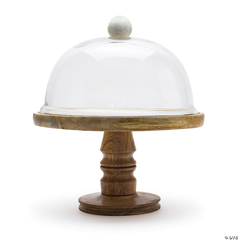 Glass Cloche With Wood Pedestal 10.5"D X 12"H Wood/Glass Image