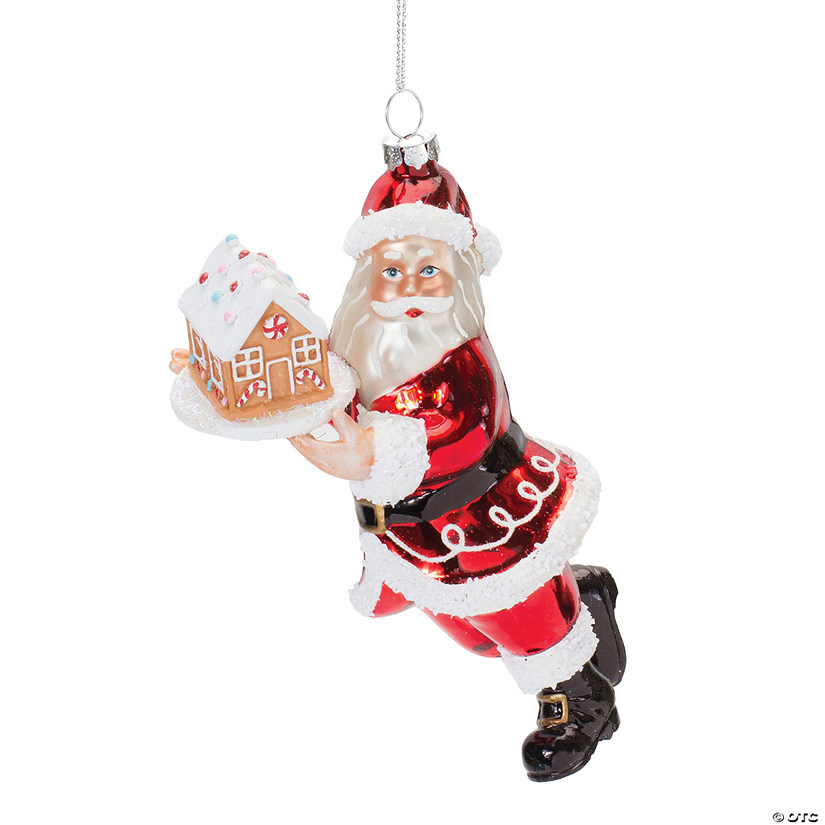 Glass Santa With Gingerbread Ornament (Set Of 6) 6.5"H Glass Image