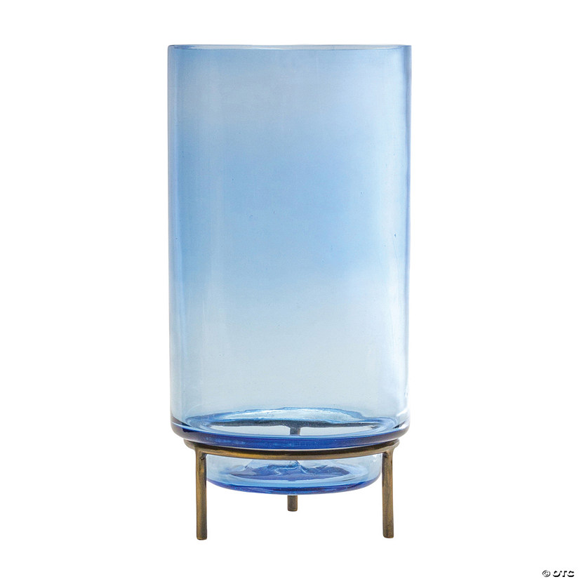 Glass Vase with Metal Stand 10"H Image