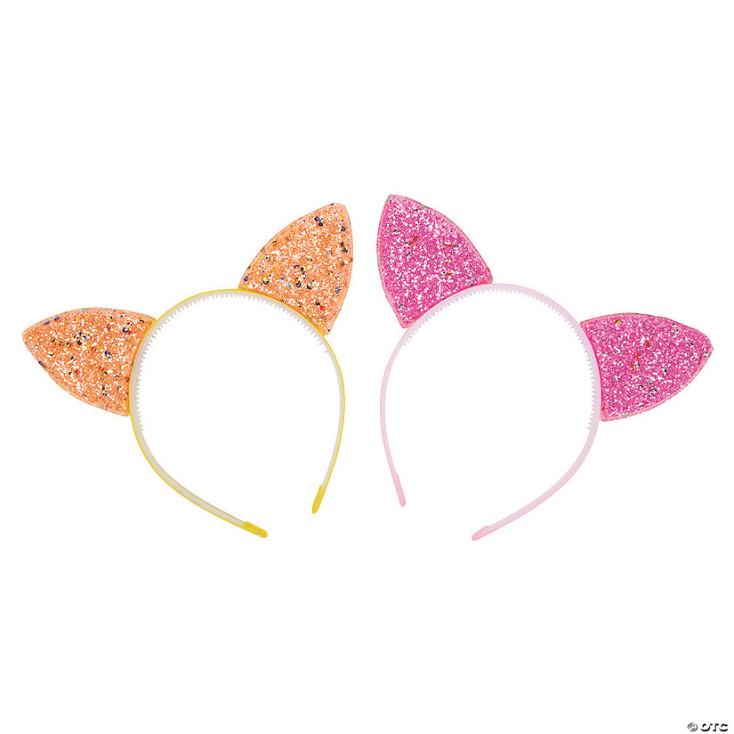 Glitter Cat Ear Headbands - 12 Pc. Image