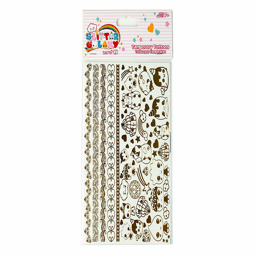 Glitter Galaxy Gold Shimmer Temporary Tattoo Sheet Wave 1 Image