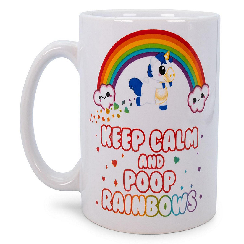 Glitter Galaxy Keep Calm and Poop Rainbows 11 Ounce Ceramic Mug Image
