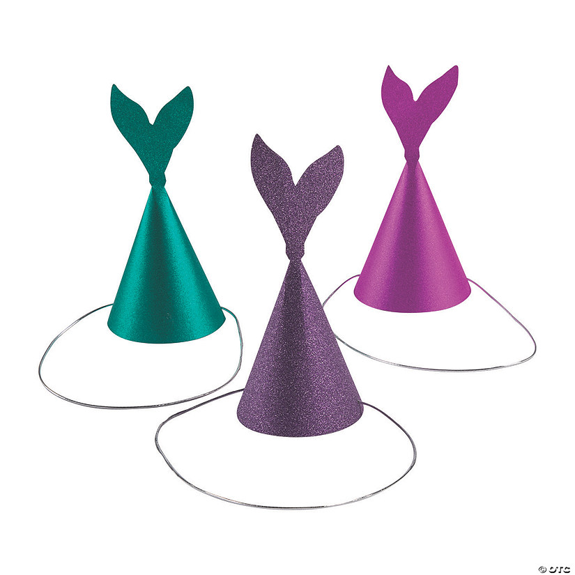 Glitter Mermaid Cone Party Hats - 12 Pc. Image
