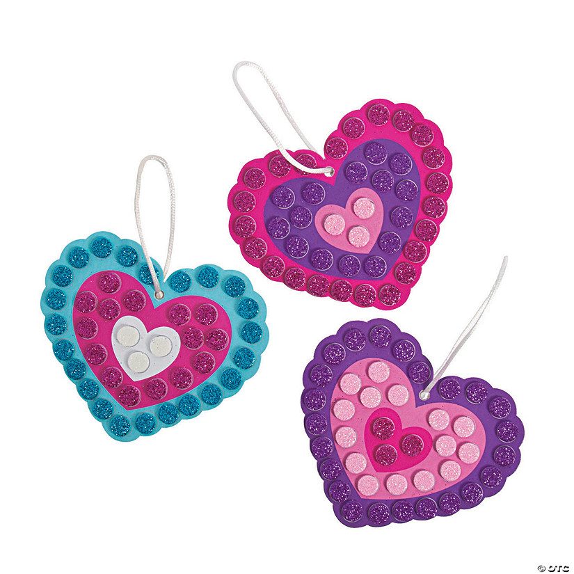 Glitter Mosaic Heart Ornament Craft Kit - Makes 12 Image