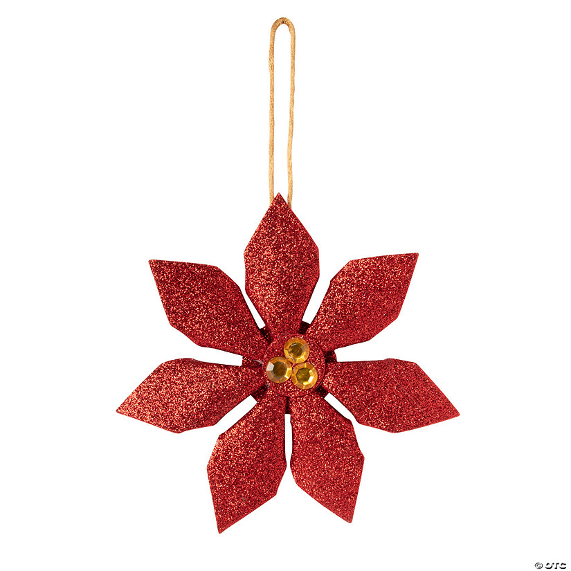 Glitter Poinsettia Ornaments Craft Kit - Makes 12 Image
