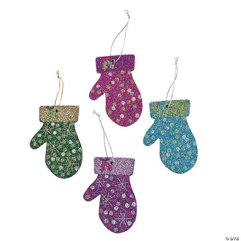 Glittered Mitten Christmas Ornaments - Discontinued