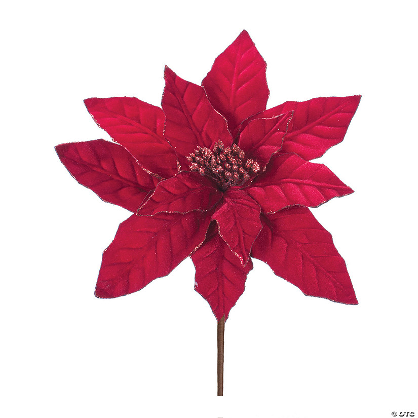 Glittered Poinsettia Stem (Set Of 24) 25"H Polyester Image