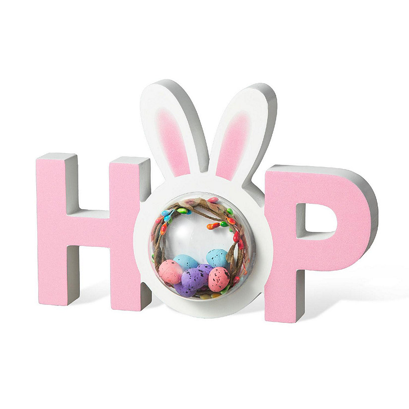 Glitzhome 10"L Easter Wooden Hop Table Decor Image