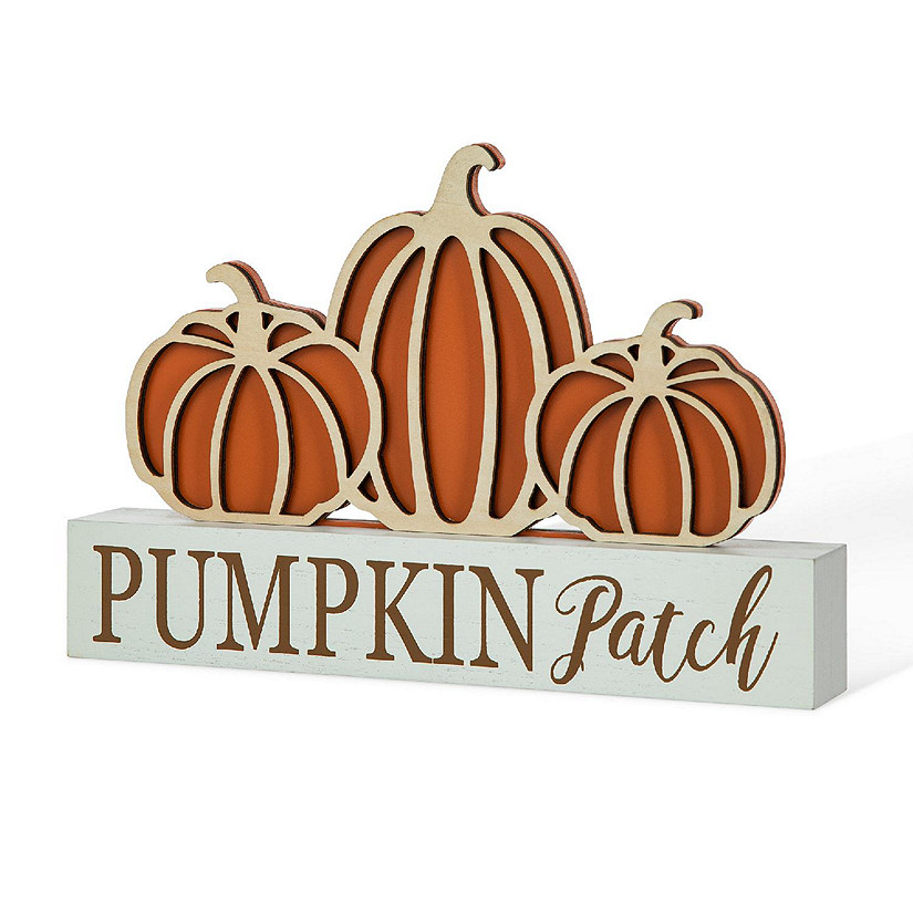 Glitzhome 11.75"L Fall Wooden "PUMPKIN PATCH" Pumpkins Table Sign Image