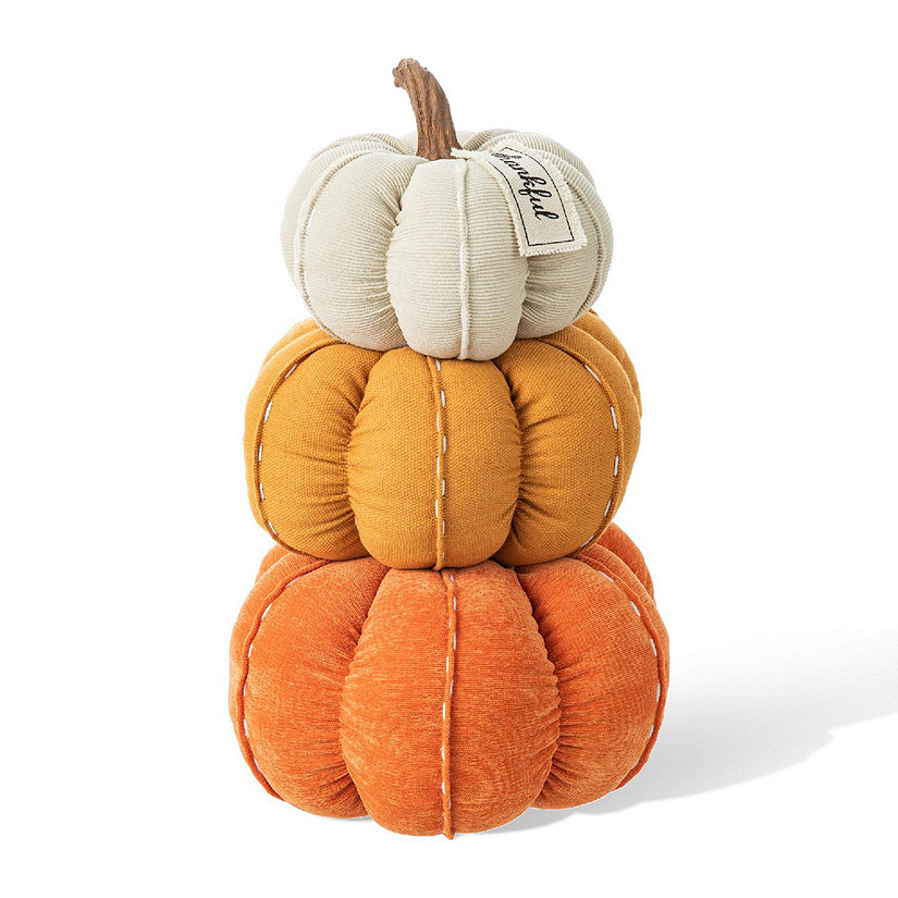 Glitzhome 13H Fall Stacked Fabric Pumpkin Image