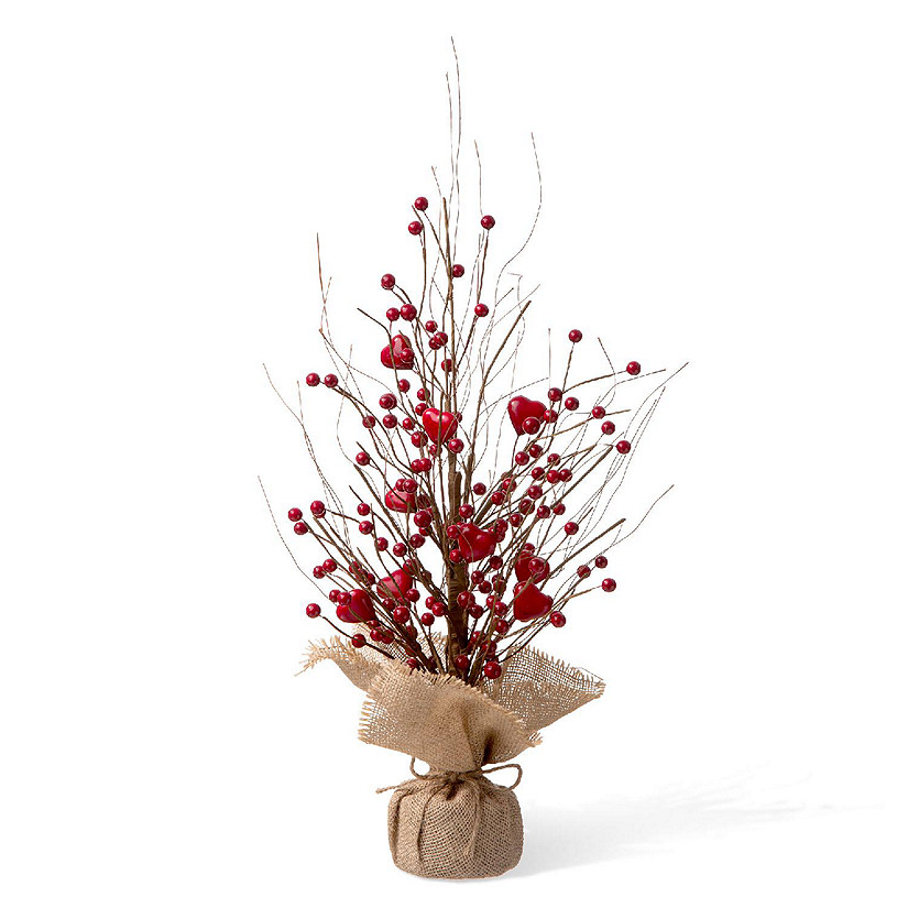 Glitzhome 18"H Valentine's Berry Heart Table Tree Image