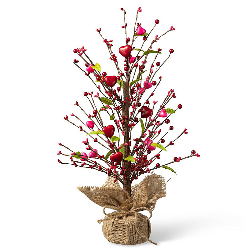 Glitzhome 20"H Valentine's Berry Heart Table Tree Image