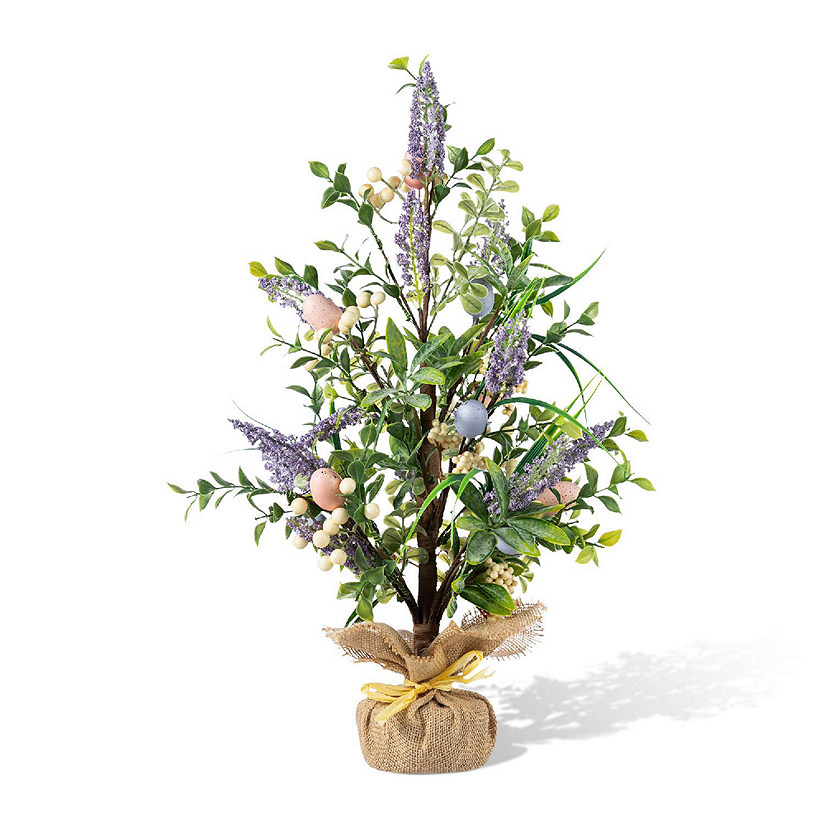 Glitzhome 21"H Easter Egg &amp; Lavender Table Tree D&amp;#233;cor Image