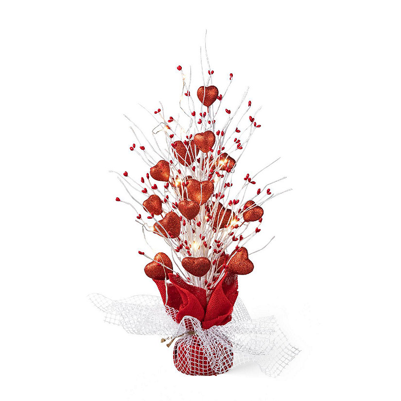 Glitzhome 21"H Lighted Valentine's  Heart Table Tree Image