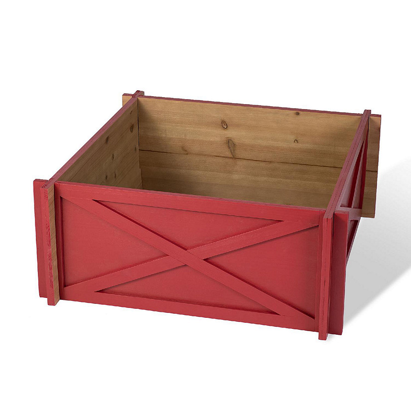 Glitzhome 24.5"L Red Wooden Tree Collar (KD) Image