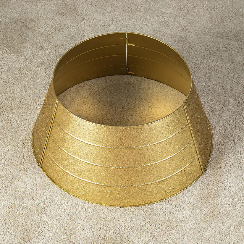 Glitzhome 25.75"D Gold Metal Glitter Tree Collar (KD) Image