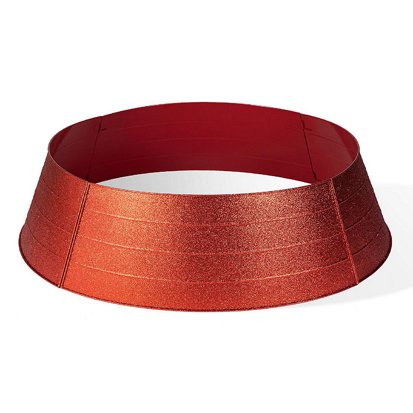 Glitzhome 40.5"D Red Metal Glitter Tree Collar (KD) Image