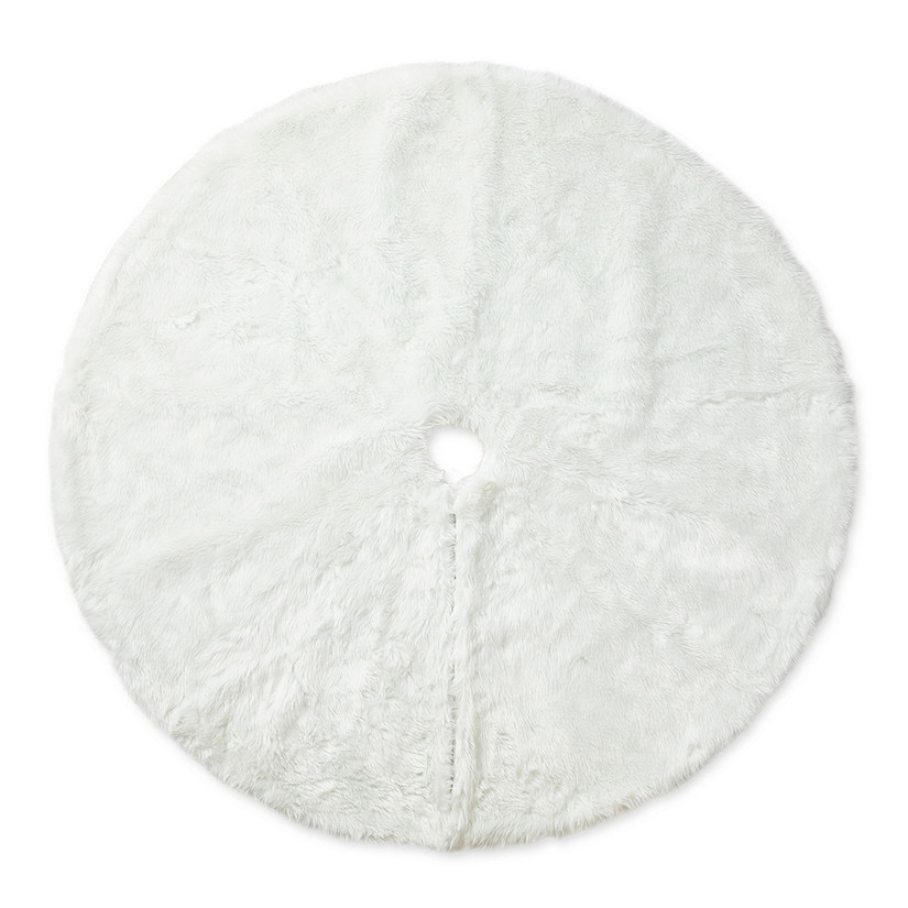 Glitzhome 48"D White Plush Christmas Tree Skirt Image