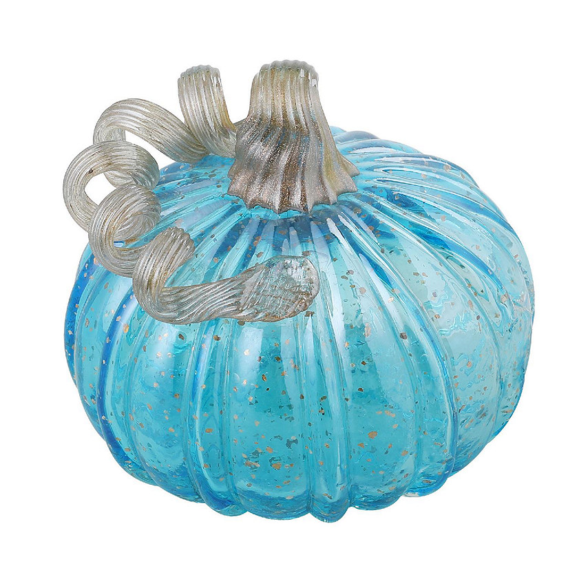 Glitzhome 5.95"D Blue Small Glass Pumpkin Image