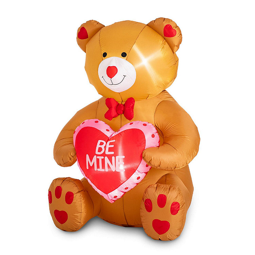 Glitzhome 6'H Lighted  Valentine's Inflatable  Bear with Heart Decor Image