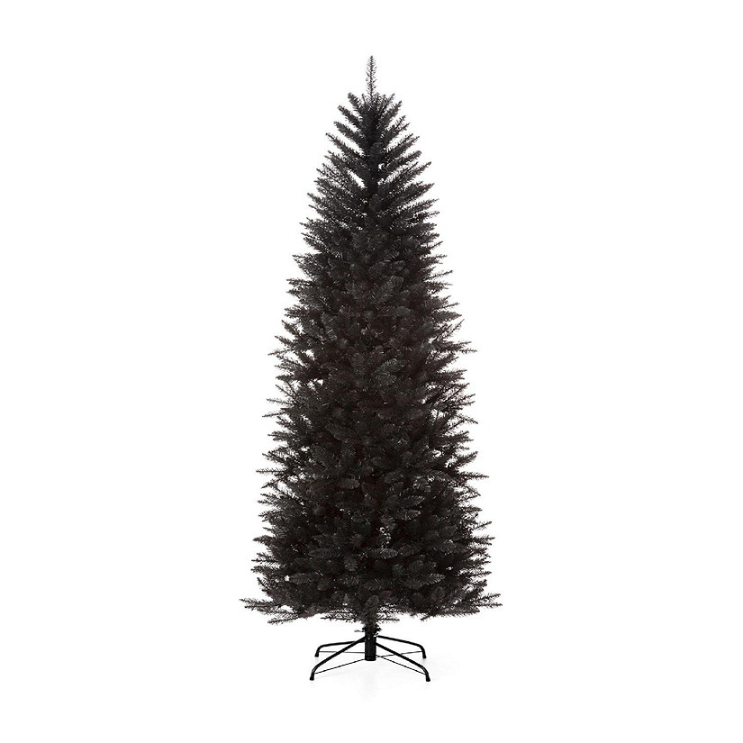 Glitzhome 7.5ft Black Pencil Tinsel Artificial  Christmas Tree Image