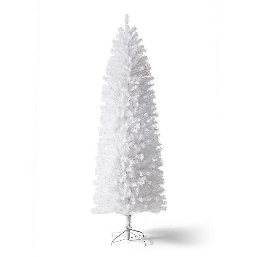 Glitzhome 7.5ft White Pencil Tinsel Artificial Christmas Tree Image