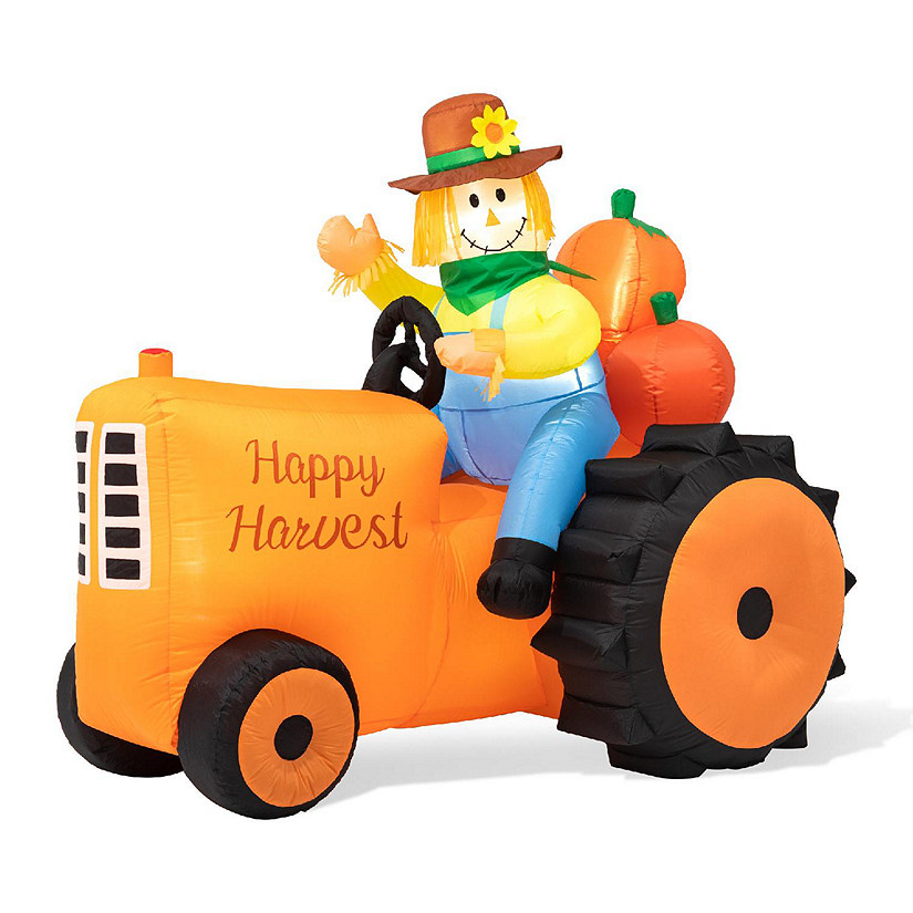 Glitzhome 7ft Fall Lighted Inflatable Tractor Decor Image