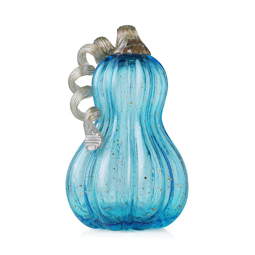 Glitzhome 8.5"H Fall Blue Glass Gourd Image
