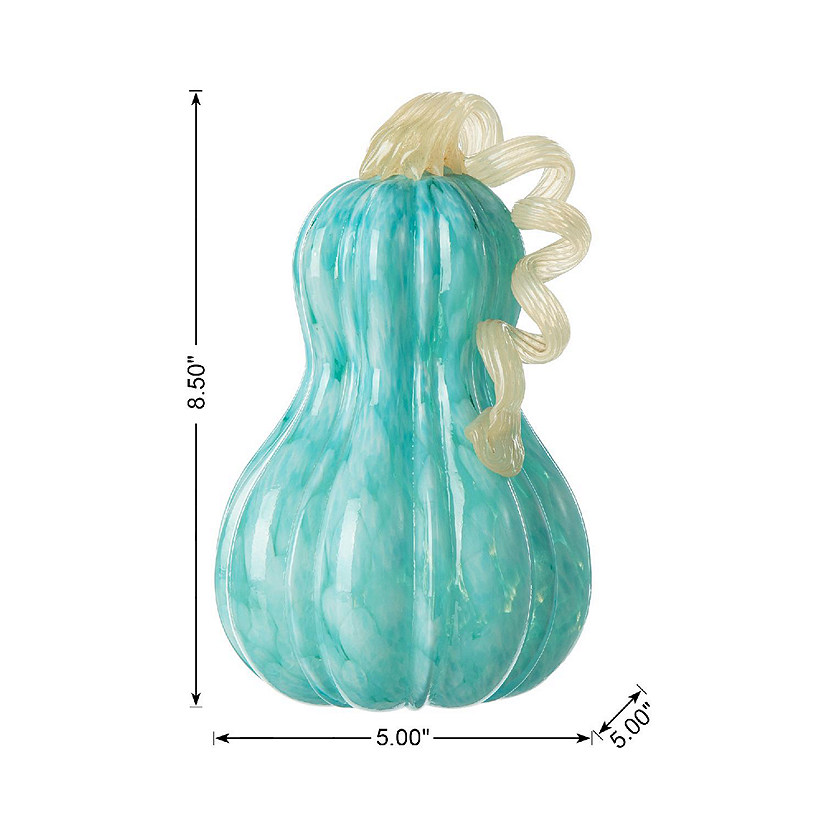 Glitzhome 8.5"H Fall Turquoise Glass Gourd Image