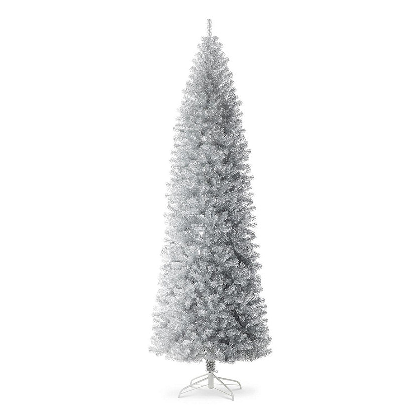 Glitzhome 9ft Silver Pencil Tinsel Artificial  Christmas Tree Image