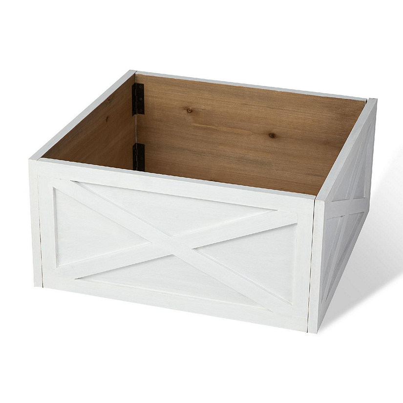 Glitzhome S/2 22"L Washed White Wooden Tree Collar(KD) Image