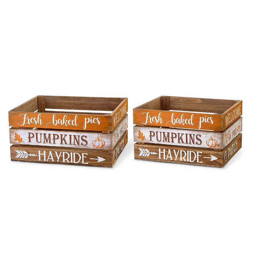 Glitzhome S/4 Wooden Pumpkin Crates Image