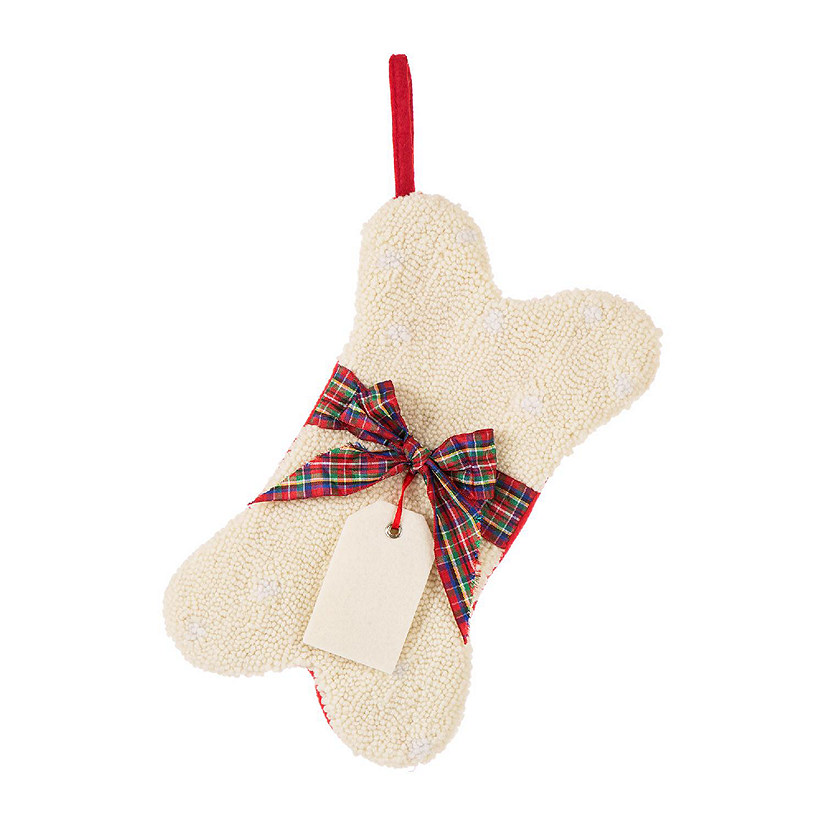 Glitzhome Set of 4 12.50"L Bone Shape Hooked Stocking Image