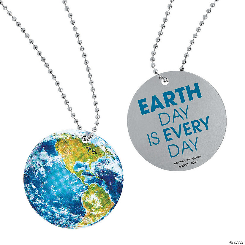 Globe Dog Tag Necklaces - 12 Pc. Image