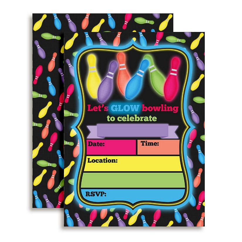 Glow Bowling Birthday Invitations 40pc. by AmandaCreation Image