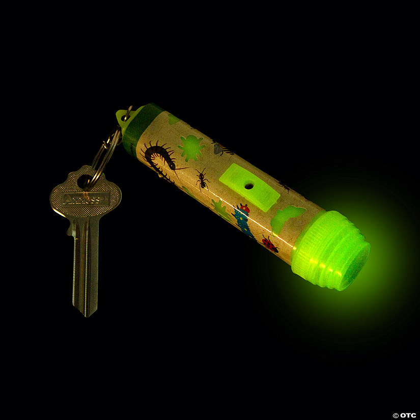Glow-in-the-Dark Bug Flashlight Keychains - 12 Pc. Image
